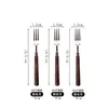 Madeira Maciça Retro Madeira Maciça Noz Talheres Bife Comida Ocidental Faca, Garfo e Colher Conjunto de 4 Peças Aço Inoxidável 304 Escovado Colher de Sobremesa