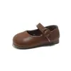 Zapatos de Cuero Estilo Coreano Estilo Bosque para Niñas 2026 Primavera y Otoño Nuevos Zapatos de Princesa con Velcro para Niños Zapatos de Suela Blanda Individuales Exportación