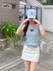 Laterales con cordón fruncido lazo cuello U manga corta Feifei suéter de punto para mujer verano combinable suave