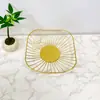 Cesta de Frutas Personalizada Transfronteiriça Cozinha Sala de Estar Frutas e Legumes Sobremesa Cesta de Armazenamento para Desktop Prato de Frutas Dourado Retro Europeu