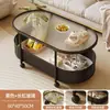 Mesa Lateral Oval Giratória na Cor Creme para Apartamentos Pequenos, Sala de Estar, Sofá Individual, Mesa de Centro Moderna, Armazenamento e Exibição de Lanches