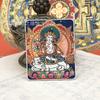 Núcleo de Thangka Pintado à Mão com Meio-Pintado e Detalhes em Ouro, com Retratos dos Bodhisattvas Manjushri e Samantabhadra, Estilo Vintage Popular