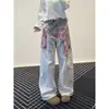 Jeans de pierna ancha acampanada rectos sueltos estampados lavados retro estilo americano transfronterizos 2026 nuevo high street