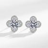 Pendientes TikTok chapados en plata S925 para mujer, microcircón de 1 quilate, con trébol de cuatro hojas, joyería para orejas Mori