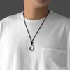 Colgante de hebilla de seguridad Xiangyun retro para hombre, aro de oro, anillo macizo, collar para hombre de estilo étnico de moda