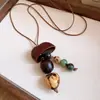 Colar Pingente em Forma de Diamante de Corda de Cânhamo e Lascas de Madeira Veludo Coreano, Corrente para Clavícula Personalidade Estilo Maillard, Acessório de Nicho de Alta Qualidade