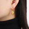 Pendientes de Colgante de Concha Estilo Ins Retro Elegante para Mujer Moda Oceánica Elegantes Hebilla de Oreja de Acero Titanio Chapado en Oro de 18K