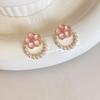 Aretes de Flores de Perlas Rosadas Lindos Dulces Aretes de Primavera 2024 Nuevos Aretes Simples para Mujeres Coreanos