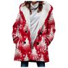 Abrigo trench de mujer nuevo de 2023 de venta caliente transfronteriza invierno engrosado estilo europeo y americano patrón navideño abrigo con capucha lote