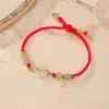 Yilu Prata S925 Prata Esterlina Banhado a Ouro Jade Hetian Natural Fivela de Segurança Pulseira de Corda Vermelha Trançada Feita à Mão Feliz e Saudável