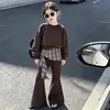 Conjunto de Primavera y Otoño para Niñas 2026 Nuevo Moda Casual Sudadera con Pantalones Acampanados Elegante Conjunto de Dos Piezas para Niñas