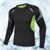 Ropa deportiva transfronteriza para hombre, camiseta de compresión deportiva, seda de hielo de secado rápido de alta elasticidad, manga larga para correr y entrenamiento, camiseta de manga larga para hombre