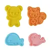 Explosiones transfronterizas lindo molde para imprimir galletas de animales delfín oso mini molde para hornear sándwiches traje al por mayor