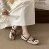 Sapatos Mary Jane Florais para Mulheres 2026 Primavera/Verão Estilosos Sapatos Baixos com uma Única Tira, Sapatilhas Estilo Coreano que Combinam com Vestidos