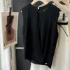 Top sin espalda de cuello redondo sin mangas de punto de seda helada para mujer, diseño nuevo de verano estilo francés, prenda exterior fina de verano
