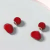 Brincos Femininos Diários Versáteis Estilo Coreano Moderno Simples Ankora Coração Vermelho Pérola Sintética Frente e Trás Únicos