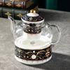 Juego de Taza y Platillo de Porcelana de Hueso de Alta Calidad para Café y Té de Frutas para Uso Doméstico, Estilo Inglés Vintage, Tetera de Vidrio de Alta Estética Calentada con Vela