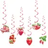Set de Decoración para Fiesta de Cumpleaños Feliz con Temática de Fresas Banderín de Cumpleaños Topper para Pastel Decoraciones en Espiral para Fiesta