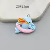 Accesorios DIY serie estilo océano resina cangrejo pantuflas delfín hueso de pez ancla botella a la deriva colgante