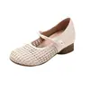 2026 Nuevos Zapatos Tejidos Huecos de Moda para Mujer Verano Exterior Aumento de Altura Interior Una Correa Mary Jane Zapatos Individuales para Mujer En Stock