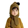 Gorro y Bufanda Todo en Uno para Niños Otoño e Invierno Niños y Niñas Gorro Tejido Gorro de Lana Gorro con Protección para las Orejas Gorro Caliente para Bebé