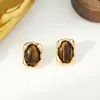 Brincos de Pedra Natural de Luxo Leve para Outono e Inverno, Brincos Personalizados Retro de Turquesa, Brincos da Moda de Olho de Tigre Versáteis de Alta Qualidade para Mulheres