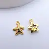 Pingente de Estrela do Mar com Zircônia em Cobre Banhado a Ouro Série Oceano Pequeno Charme Pulseira Colar DIY Materiais para Joias