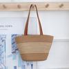 Elegante Bolso de Paja de Gran Capacidad 2024 Nuevo Estilo Bolso Tejido Bolso de Hombro Único Bolso de Axila Bolso de Rayas de Moda
