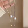 Acero de Titanio Lujo Ligero Moda Simple Collar de Perlas Nuevo Diseño de Nicho de Gama Alta Cadena para Suéter Colgante Accesorio Versátil