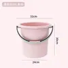 Cubo de almacenamiento de agua para el hogar, cubo grande de plástico engrosado, cubo redondo grande portátil para dormitorio de estudiantes con cubo de ropa resistente a caídas, lavabo