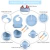 Louça Infantil de Silicone Transfronteiriça Conjunto Completo de Prato Infantil Dividido Babador Tigela para Alimentos Colher para Alimentação Copo com Canudo