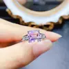 Anillo nuevo de amatista natural plata S925 incrustado piedra principal 8*8mm Joker red explosion joyas para mujer venta al por mayor