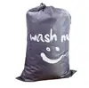 Bolsa con Cordón de Tela Oxford Almacenamiento Empaque a Prueba de Polvo Bolsa con Cordón wash me Cara Sonriente Bolsa de Lavandería