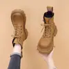 Botas Martin de cuero suave con suela gruesa para mujer, nuevo estilo fino de primavera y otoño 2026, botines de moda británica, botines populares para combinar con faldas