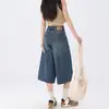 Jeans Vintage de Pierna Ancha Cortos para Mujer, Estilo Delgado de Otoño 2025 Nuevos Pantalones de Cintura Alta Relajados Holgados Rectos de Longitud Media