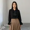 Camisa de Manga Larga de Color Sólido Holgada con Diseño de Lazos y Cuello Volante Elegante Francés de Verano Europeo y Americano AliExpress