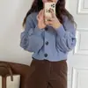 Novo suéter feminino estilo coreano e japonês para outono e inverno, design solto, jaqueta cardigã de tricô curta com decote V de nicho, roupas femininas da moda