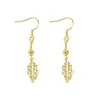 Nuevos Pendientes de Oro Arena de Vietnam Estilo Étnico Vintage Hojas Huecas Borla Gancho para la Oreja Joyería Vintage de Larga Duración Sin Decoloración para Mujer
