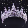 Coroa de Cristal Barroca para Noivas Concursos e Ocasiões Especiais Base Preta com Cristais Roxos e Strass Tiara Elegante de Liga de Ouro para Casamentos Festas e Eventos