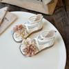 Sandálias de Verão Novas com Flores para Meninas Sola Macia Antiderrapante Sapatos Romanos Sapatos de Princesa Tamanho 23-36