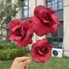 Flor artificial de rosa de primavera degradada de 3 cabezas para boda y decoración del hogar, al por mayor