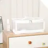 Caja de almacenamiento plegable translúcida esmerilada de PP, organizador de ropa impermeable y a prueba de humedad, artículos varios edredón armario escritorio almacenamiento