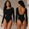 Nuevo body moldeador de punto para otoño e invierno, body ajustado con efecto piel desnuda sexy estilo europeo y americano, mono de manga larga para mujer