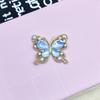 Nuevo accesorio transfronterizo de 34*40 MM con forma de mariposa de cristal con diamantes de imitación en polvo de aleación de color, accesorios para el cabello y ropa, accesorios de bricolaje
