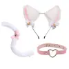Orejas de gato Campana Accesorios para el cabello Cos diadema de pelo de gato collar traje de cola de gato Accesorios para diadema de fiesta de Halloween