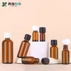 En Stock Frascos de Vidrio Ámbar para Aceites Esenciales de 5-100 ml, Frascos de Vidrio Opacos a la Luz para Líquidos Originales, Frascos Gotero de Vidrio con Tapa Lisa Alemana