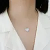558 Collar de Plata de Ley S925 Estilo Coreano Versátil Encaje Nácar Amor Cadena Corta Joyería Joyería de Plata para Estudiantes Mujeres