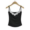 Deseo Puro Cuello en V Grande Encaje Puntada Onda Lunares Tirantes Verano Ropa Exterior para Mujer Sexy Spice Girl Ropa Interior Top Ajustado