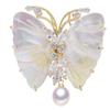 Broche Insignia Mariposa de Perla Natural Pura de Alta Gama Mariposa Flor de Nácar Colorida Danza de Mariposas Elegante Lujo Ligero Accesorios Pin