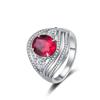 Anillo para Mujer de Plata Esterlina S925 con Diamante de Alto Carbono Rojo Mar Azul Rosa Verde Forma de Huevo Lujo Alta Gama Moda Socialité